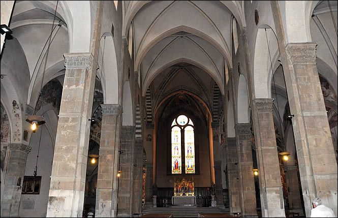 Interior view of the Basilica of Santa Trinita