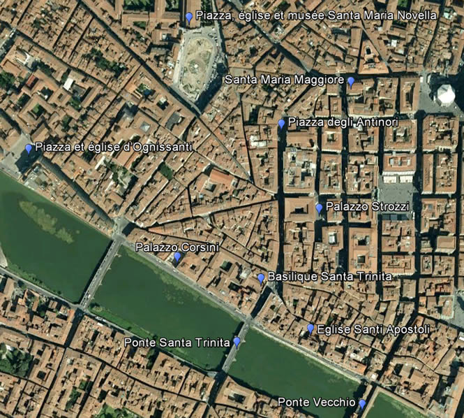 Map of Florence west of the Duomo